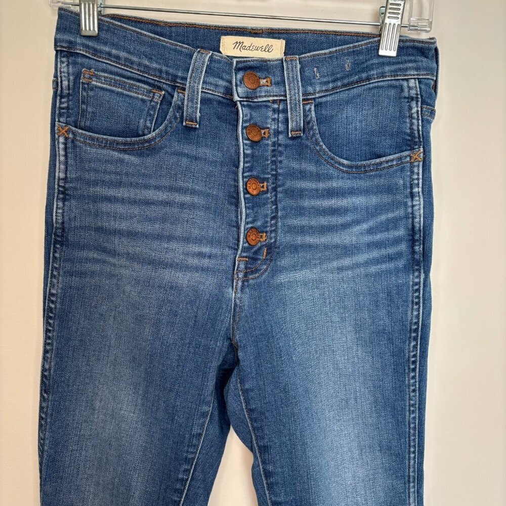 MADEWELL 10" High Rise Skinny Button Fly Jean Womens 27 Denim Blue Stretch